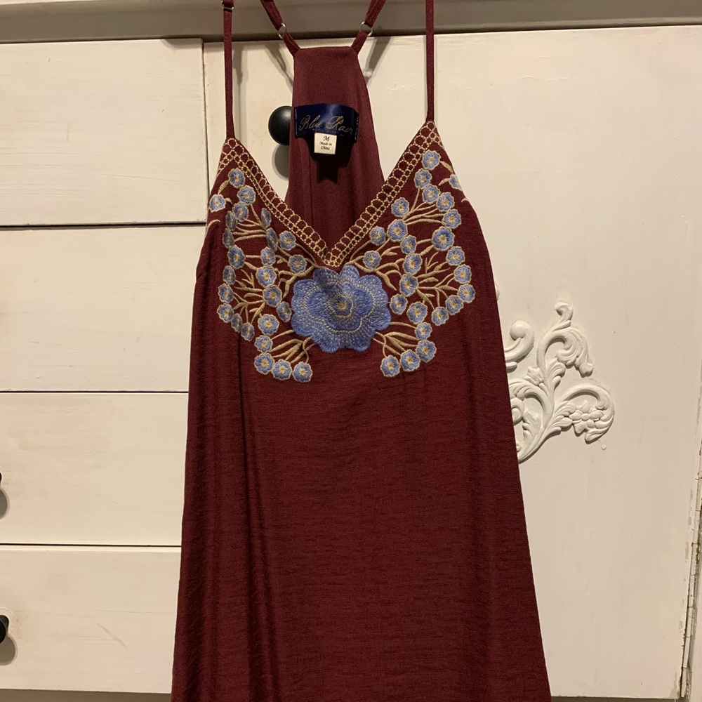 Francescas maroon dress with straps